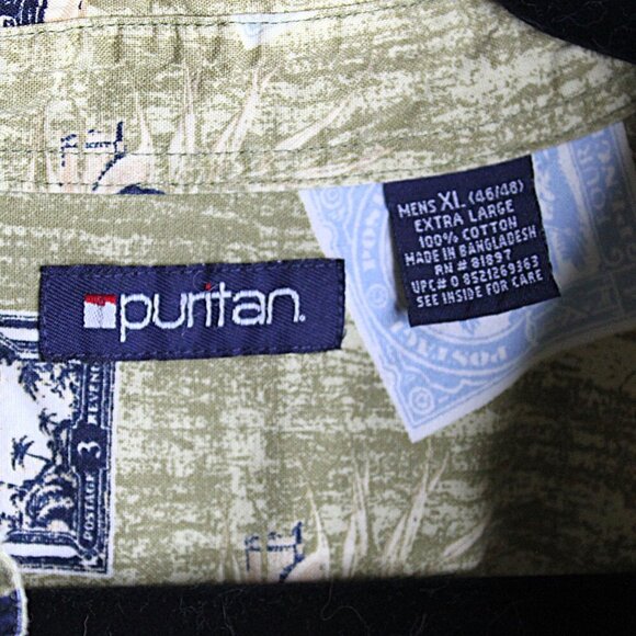 Retro Puritan Men's XL Button Down Shirt Classic Trucks Palm Trees - Picture 4 of 5